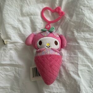 Sanrio My Melody Ice Cream Cone Plush Keychain